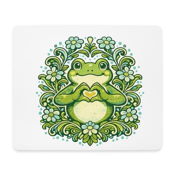 Cœur de grenouille verte dans un mandala floral - Tapis de souris (format paysage) - blanc - Devant