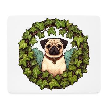 Pug in Ivy Wreath - Mouse Pad (horizontal) - white - Front