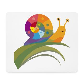 Colorful Snail on Leaf – Sweet Nature Motif - Mouse Pad (horizontal) - white - Front