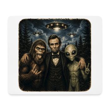 Bigfoot Lincoln Alien Selfie - Retro UFO - Mouse Pad (horizontal) - white - Front