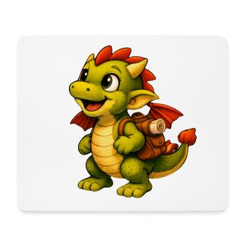 Little Dragon with Backpack - Mouse Pad (horizontal) - white - Front
