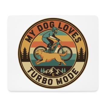 Mein Hund liebt Turbo Mode E-MTB Retro - Mousepad (Querformat) - Weiß - Vorne