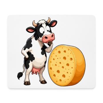Cow Meets Cheese Cartoon - Mouse Pad (horizontal) - white - Front