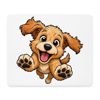 Un chien mignon saute vers - Tapis de souris (format paysage) - blanc - Devant