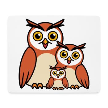 Eulenfamilie Cartoon - Mousepad (Querformat) - Weiß - Vorne