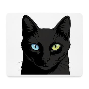 Zweifarbige Katze mit Heterochromie - Mousepad (Querformat) - Weiß - Vorne