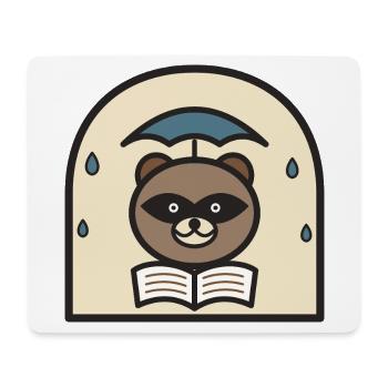 Raccoon reads under rain umbrella - Mouse Pad (horizontal) - white - Front