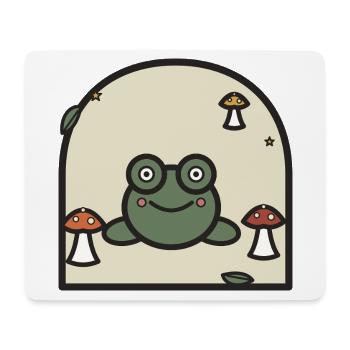 Dessin animé grenouille parmi les champignons - Tapis de souris (format paysage) - blanc - Devant