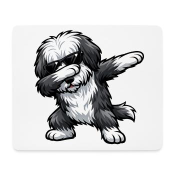 Dabbing Bearded Collie - Mousepad (Querformat) - Weiß - Vorne