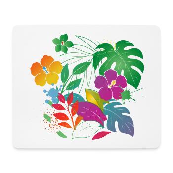 Tropische Blumen und Blätter Design - Mousepad (Querformat) - Weiß - Vorne