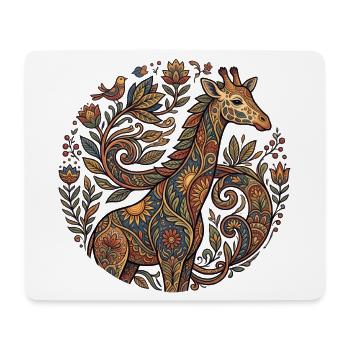 Ornamental giraffe with flower pattern - Mouse Pad (horizontal) - white - Front