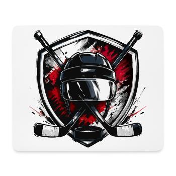 Torwart-Schild mit Sticks-Motiv - Mousepad (Querformat) - Weiß - Vorne