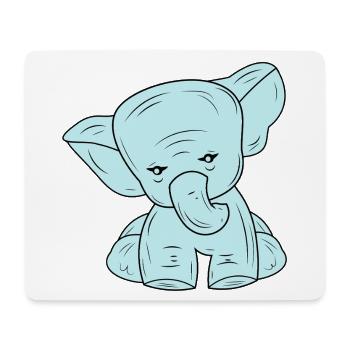 Blaue Linie zeichnender Elefanten - Mousepad (Querformat) - Weiß - Vorne