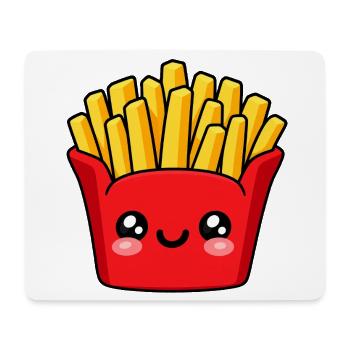 Kawaii Pommes Frites Lächeln - Mousepad (Querformat) - Weiß - Vorne
