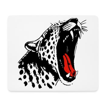 Monochrom Schwarz: Leopard mit Akzent Roter Zunge - Mousepad (Querformat) - Weiß - Vorne