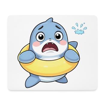 Schüchterner Hai im Schwimmring - Mousepad (Querformat) - Weiß - Vorne