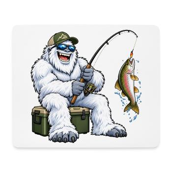 Fröhlicher Yeti beim Angeln – Lustiges Outdoor Mot - Mousepad (Querformat) - Weiß - Vorne