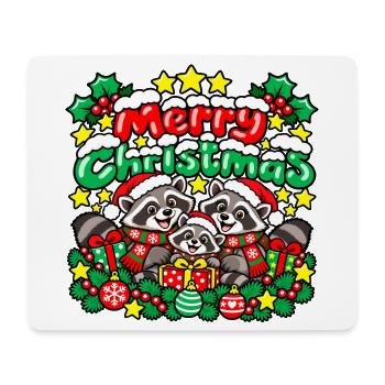 Raccoons Christmas Cheer Trio - Mousepad (Querformat) - Weiß - Vorne