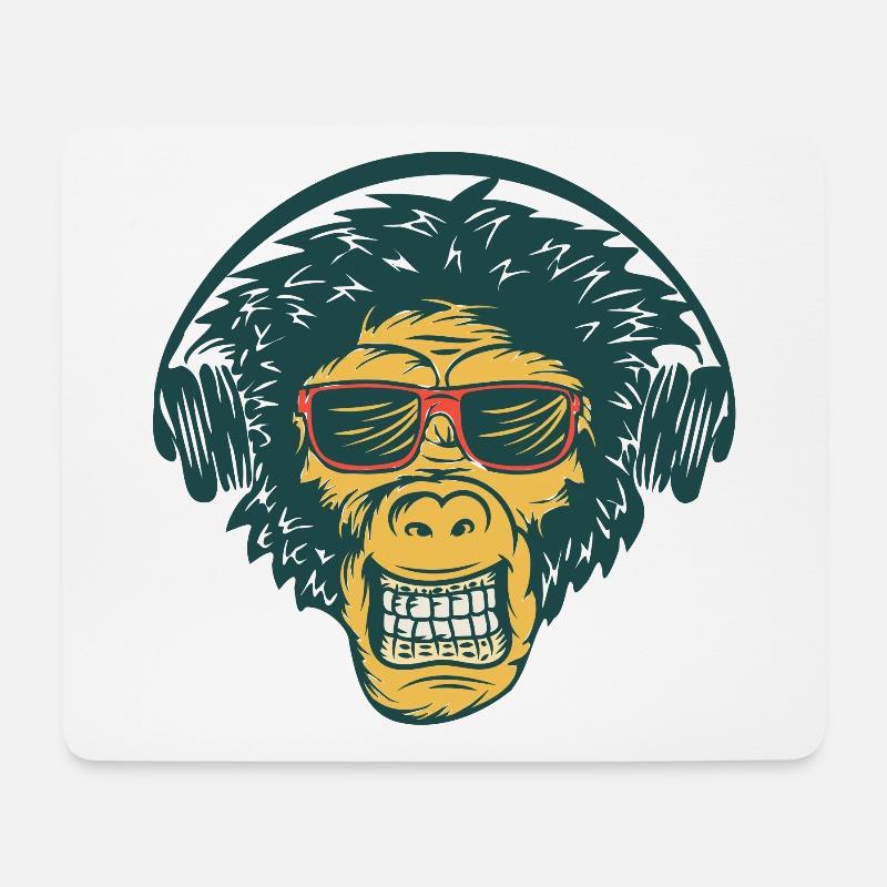 visage de singe - Tapis de souris (format paysage) - blanc