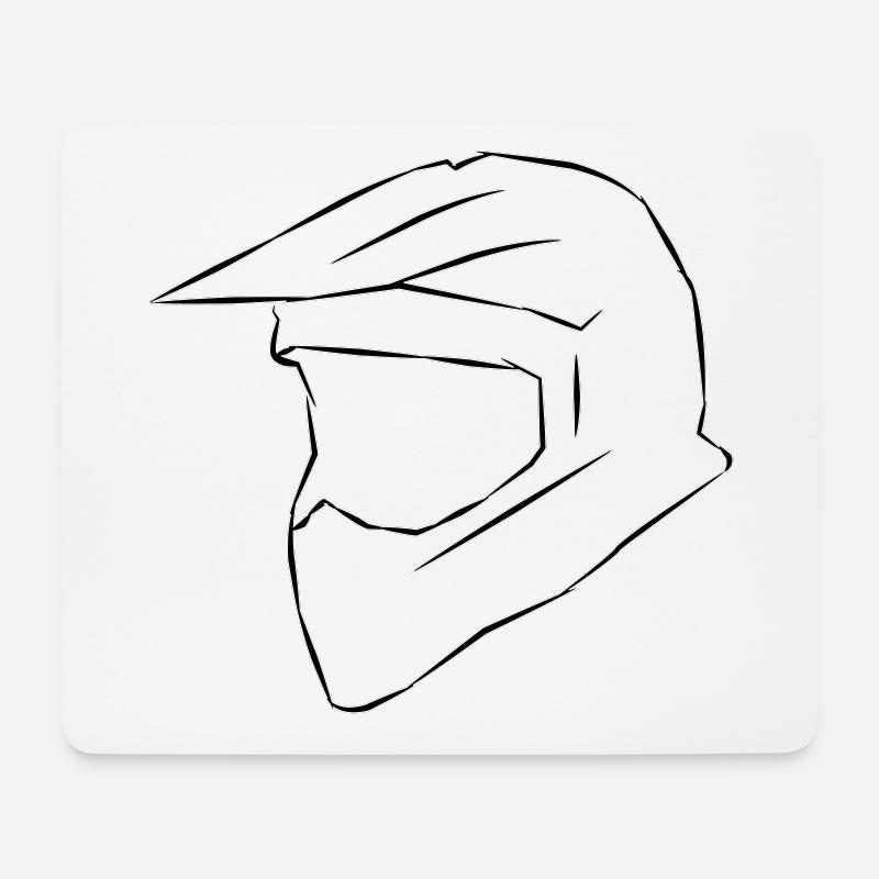 Motorcross Helm Skizze - Mousepad (Querformat) - Weiß