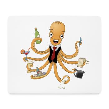 Der fröhliche Oktopus-Kellner. - Mousepad (Querformat) - Weiß - Vorne