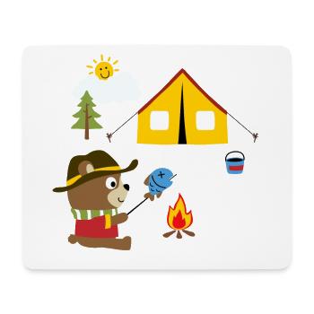 Camping cute bear bonfire tents children - Mouse Pad (horizontal) - white - Front