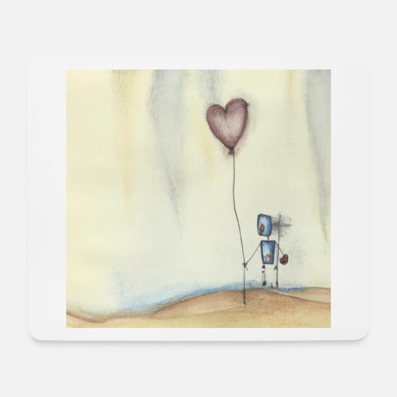Einsamer Roboter auf der Suche nach Liebe - Mousepad (Querformat) - Weiß