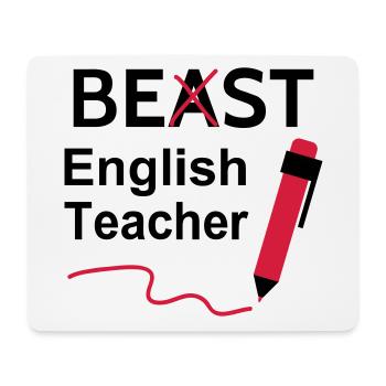 Funny Beast Bester Englischlehrer - Mousepad (Querformat) - Weiß - Vorne