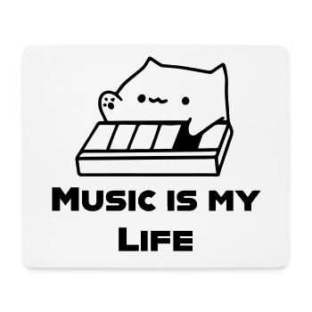 BongoCat Loves Music - Mousepad (Querformat) - Weiß - Vorne