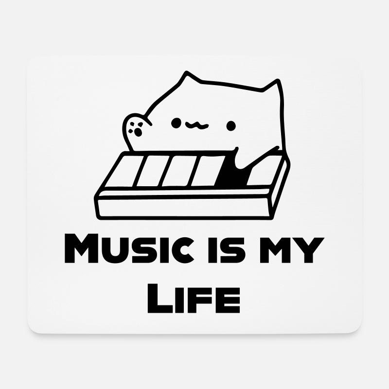 BongoCat Loves Music - Mousepad (Querformat) - Weiß