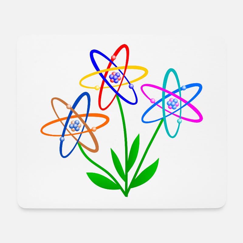 flower power, Atom, Atomkern, Blumen Atomenergie - Mousepad (Querformat) - Weiß