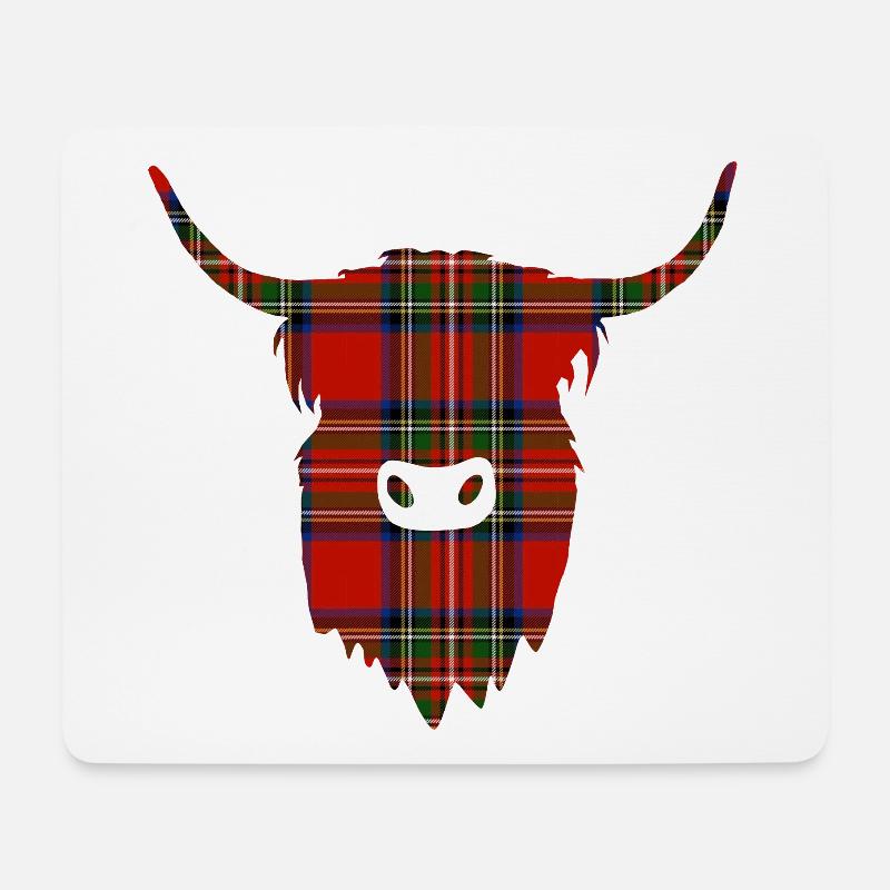 Highland-Kuhkopf - Mousepad (Querformat) - Weiß