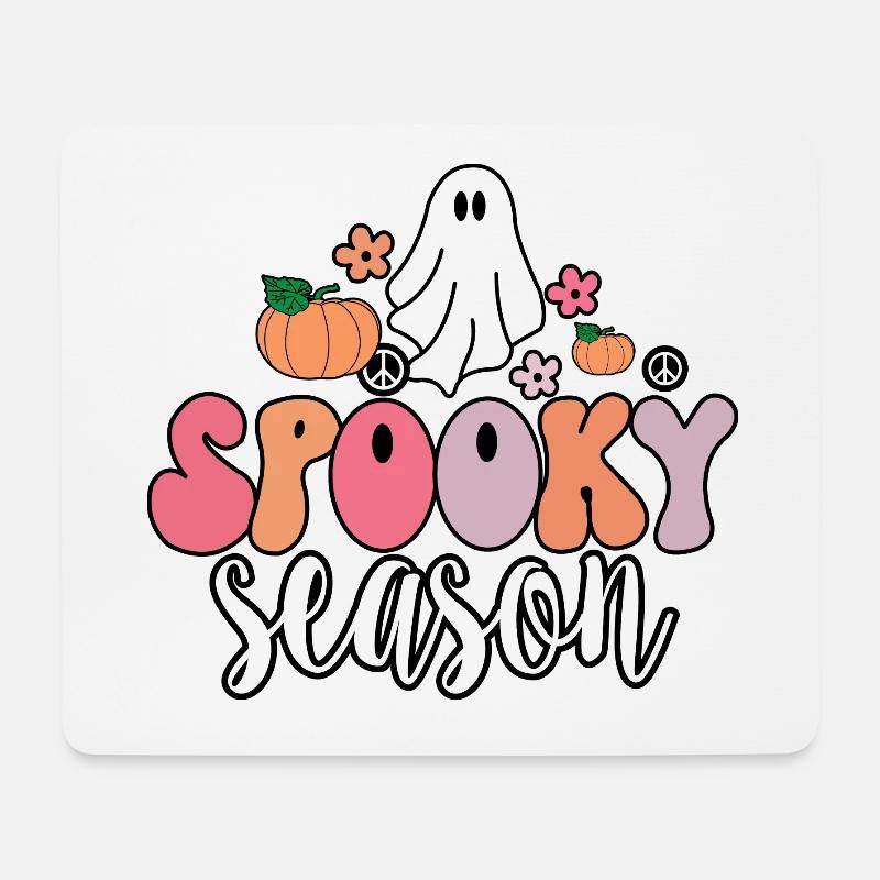 Groovy Ghost Spooky Season T-Shirt - Mousepad (Querformat) - Weiß