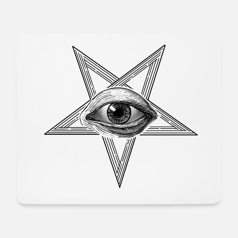 Pentagramm mit Auge - Mousepad (Querformat) - Weiß