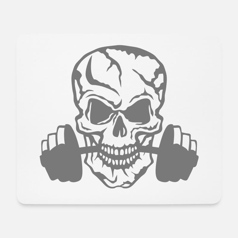 Bodybuilding Bodybuilding Totenkopf - Mousepad (Querformat) - Weiß