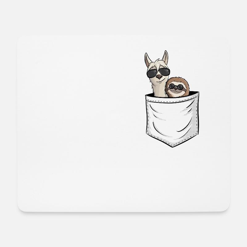 Sonnenbrille Faultier & Lama in Tasche Geschenk - Mousepad (Querformat) - Weiß
