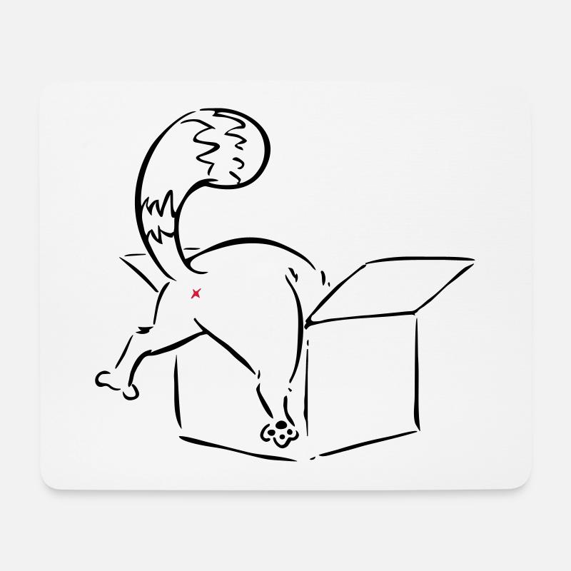 Cat in a Box Katze No Nein Mittelfinger lustig - Mousepad (Querformat) - Weiß