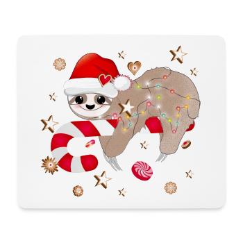 paresseux drôle avec de la canne de Noël - Tapis de souris (format paysage) - blanc - Devant