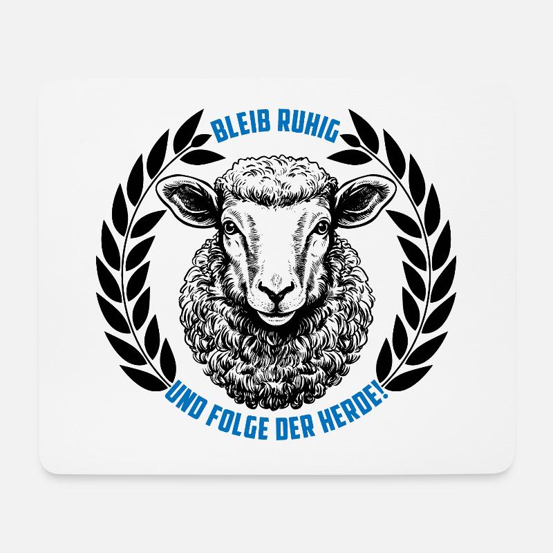 Schaf bleib ruhig und folge der Herde - Mousepad (Querformat) - Weiß
