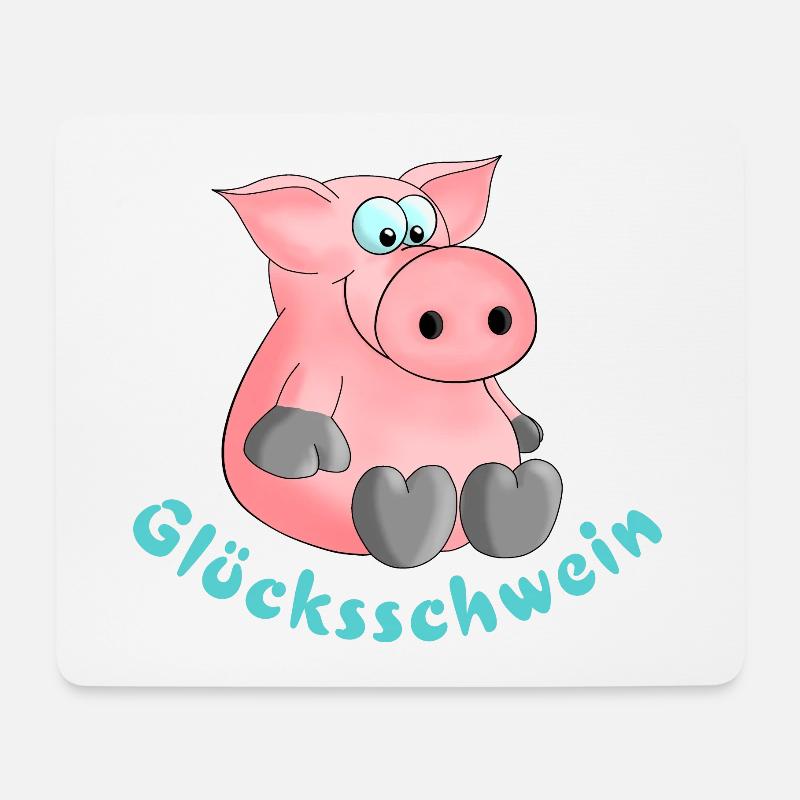 Glücksschwein - Glücksbringer - Glück - Mousepad (Querformat) - Weiß