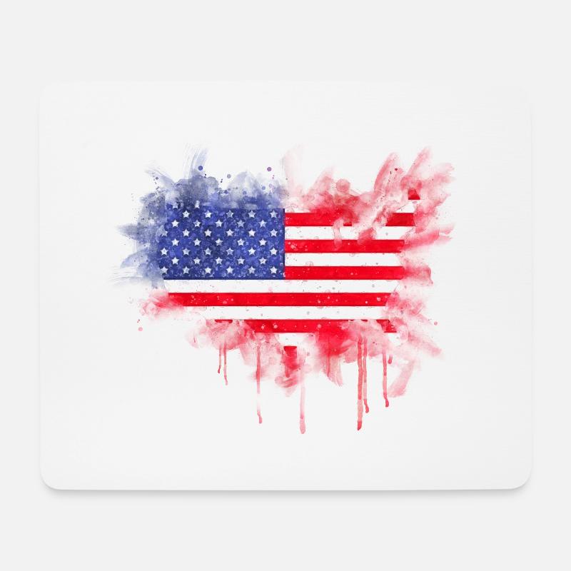 Usa Flagge Aquarell - Mousepad (Querformat) - Weiß