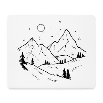 Montagnes Vintage avec forêt et étoiles brillantes - Tapis de souris (format paysage) - blanc - Devant