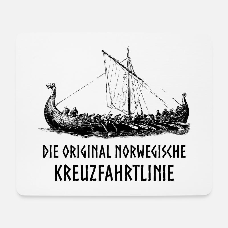 Wikingerboot > Original norwegische Kreuzfahrtlini - Mousepad (Querformat) - Weiß
