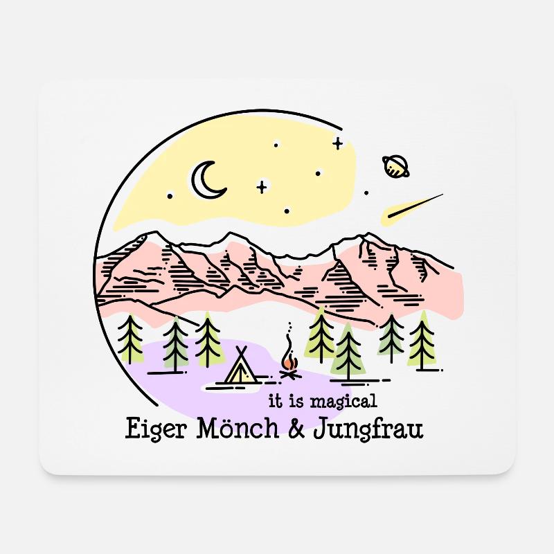 Eiger Mönch Jungfrau Berg Schweiz Wandern Souvenir - Mousepad (Querformat) - Weiß