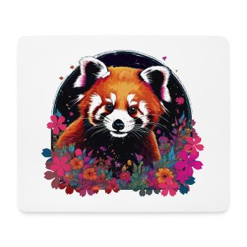 Roter panda,panda, Blumen, Malerei - Mousepad (Querformat) - Weiß - Vorne