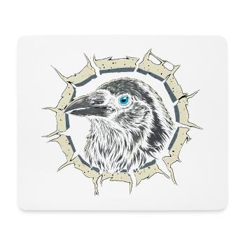 Gothic Crow Peeking Out of Crack - Raven - Mouse Pad (horizontal) - white - Front