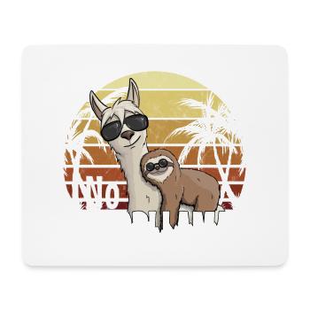 80 Retro Style No ProbLlama Paresseux sur hipster - Tapis de souris (format paysage) - blanc - Devant