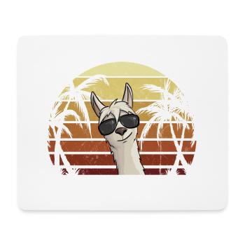 80er Retro Style Alpaka mit Sonnenbrille Hipster L - Mousepad (Querformat) - Weiß - Vorne