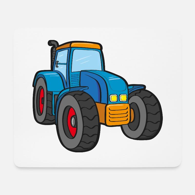 Blauer Traktor - Mousepad (Querformat) - Weiß