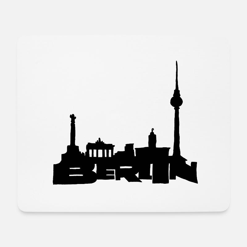 Berlin Skyline Premium Design - Mousepad (Querformat) - Weiß